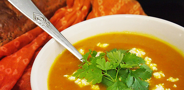 #slide7 Dyniowy krem z wędzonym twarogiem